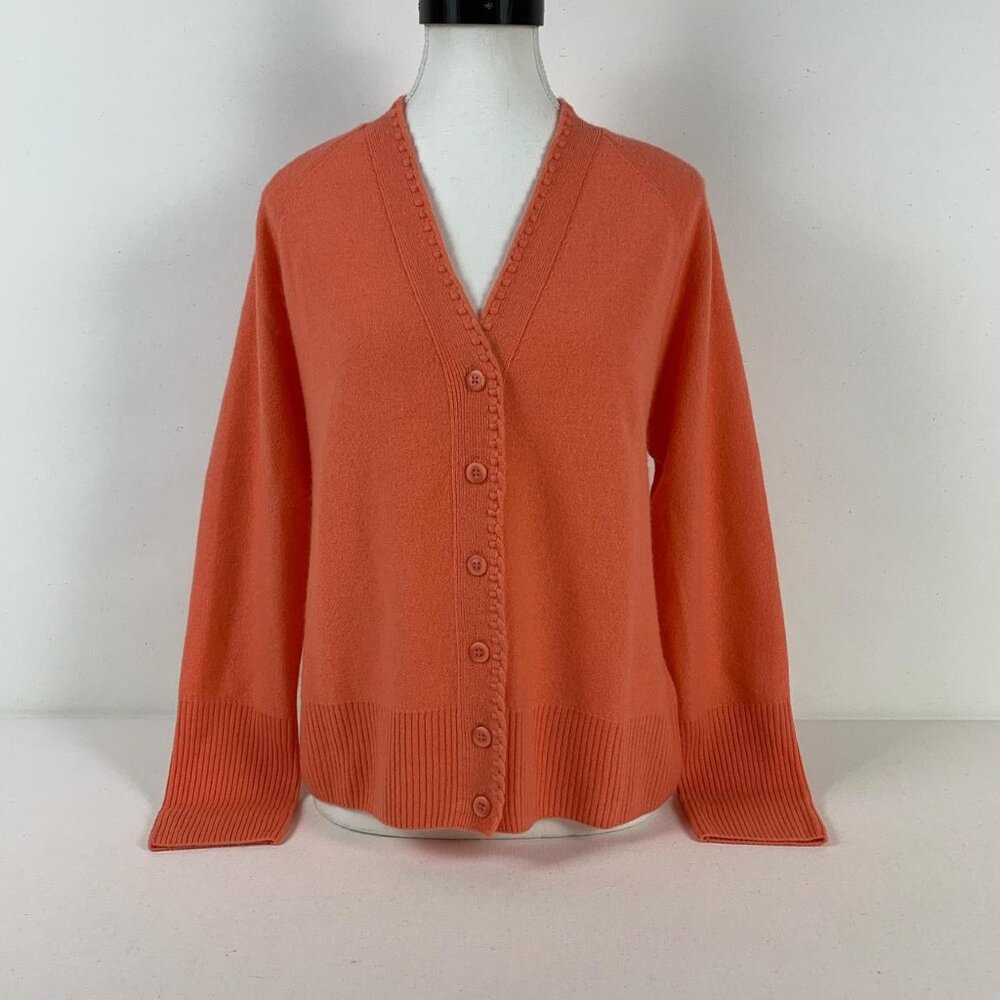 Luxurious Orange Cashmere Cardigan Sweater - Size M/L - Cozy Elegance